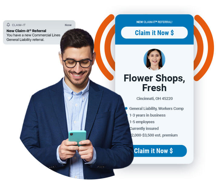 An agent buying a Claim-it Commercial Lines referral